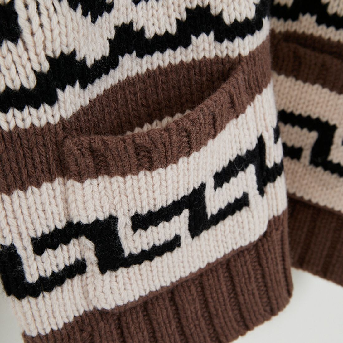 THE ALASKAN [アラスカン] カウチンニット ジップアップジャケット [AL242CS13011] 91 CRM/BRN