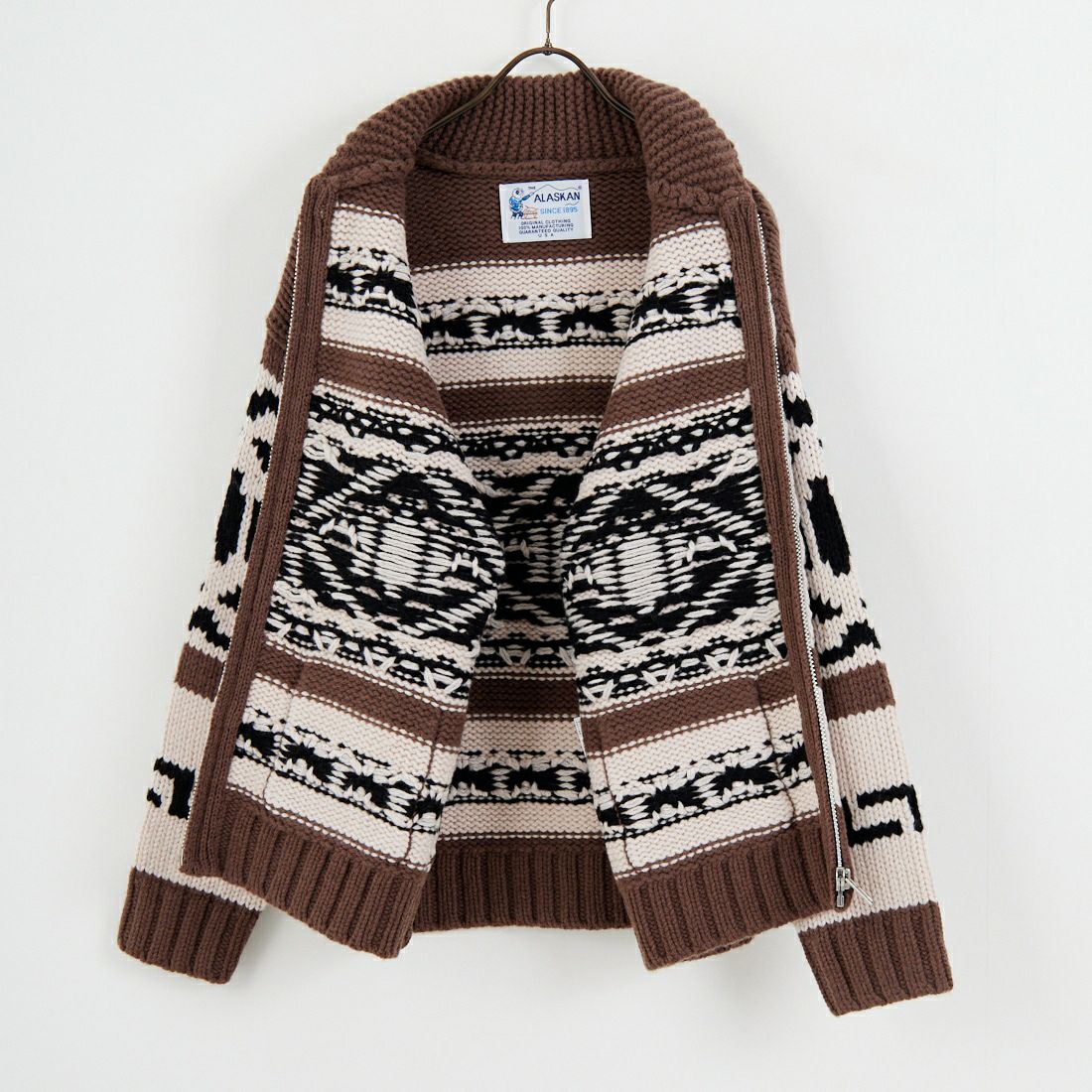 THE ALASKAN [アラスカン] カウチンニット ジップアップジャケット [AL242CS13011] 91 CRM/BRN