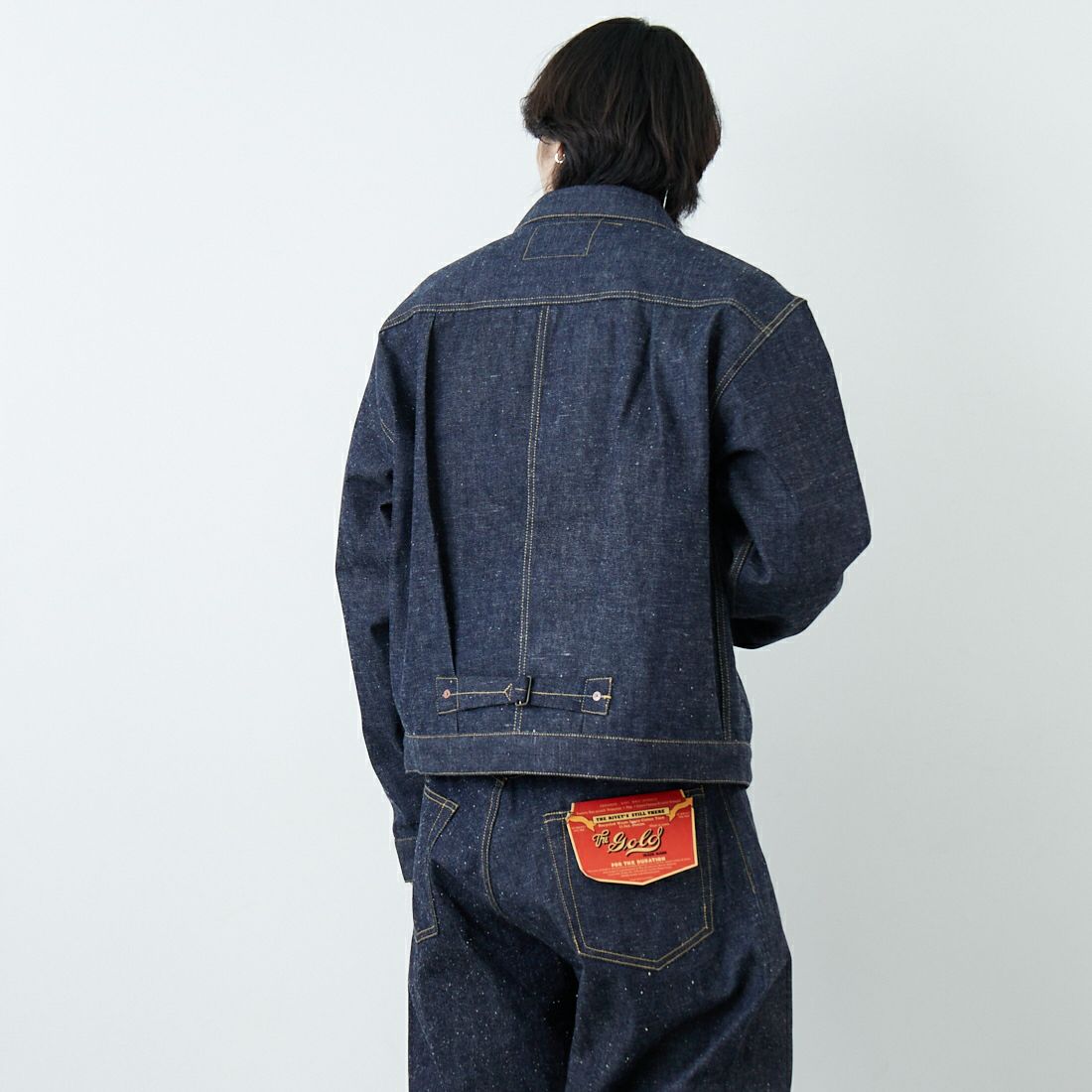 GOLD [ゴールド] 11.5oz デニムブラウス WW2モデル [GL15860N] 420 N.NAVY &&モデル身長：179cm 着用サイズ：M&&