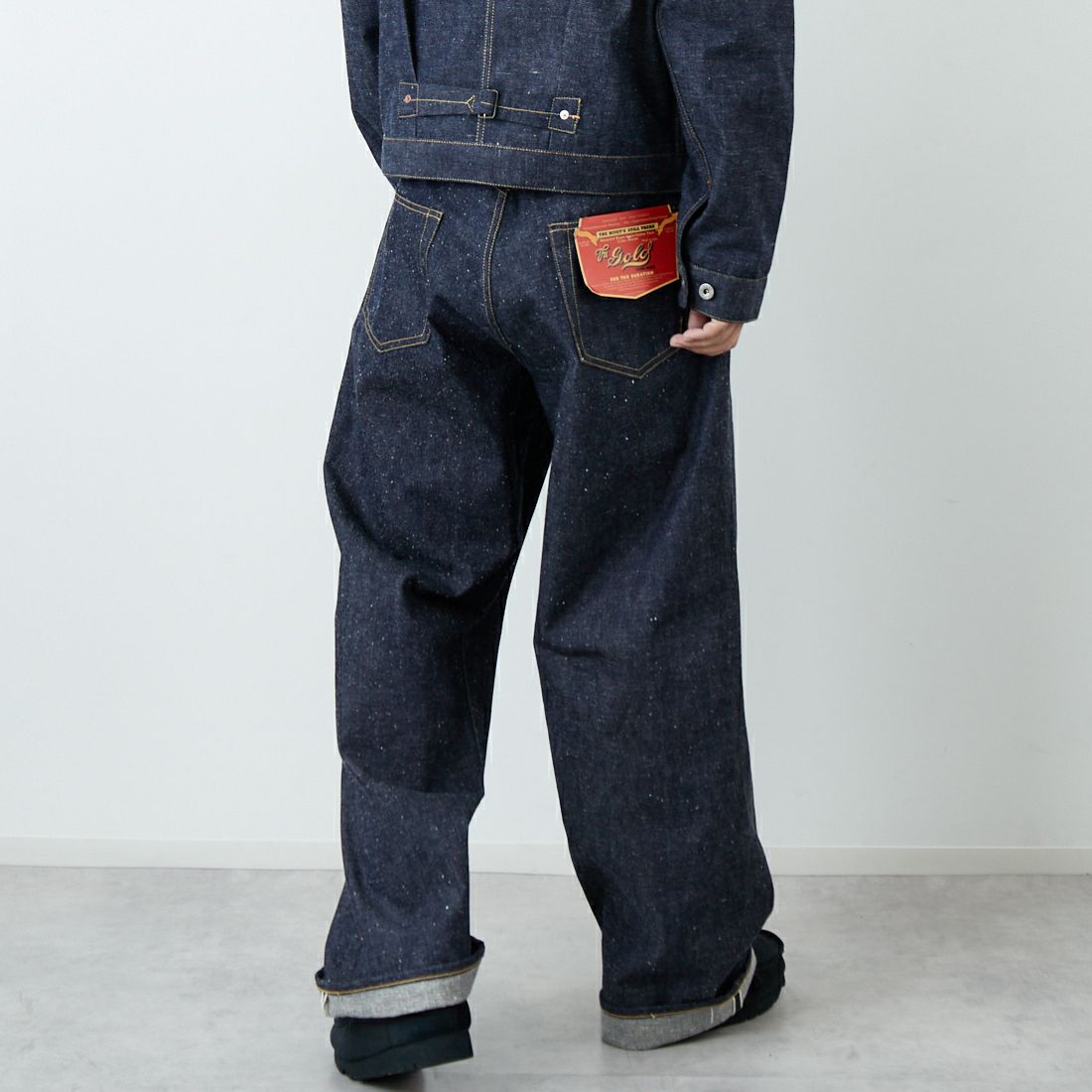 GOLD [ゴールド] 11.5oz 5ポケットデニムワイドパンツ [GL42620N] 420 N.NAVY &&モデル身長：179cm 着用サイズ：M&&
