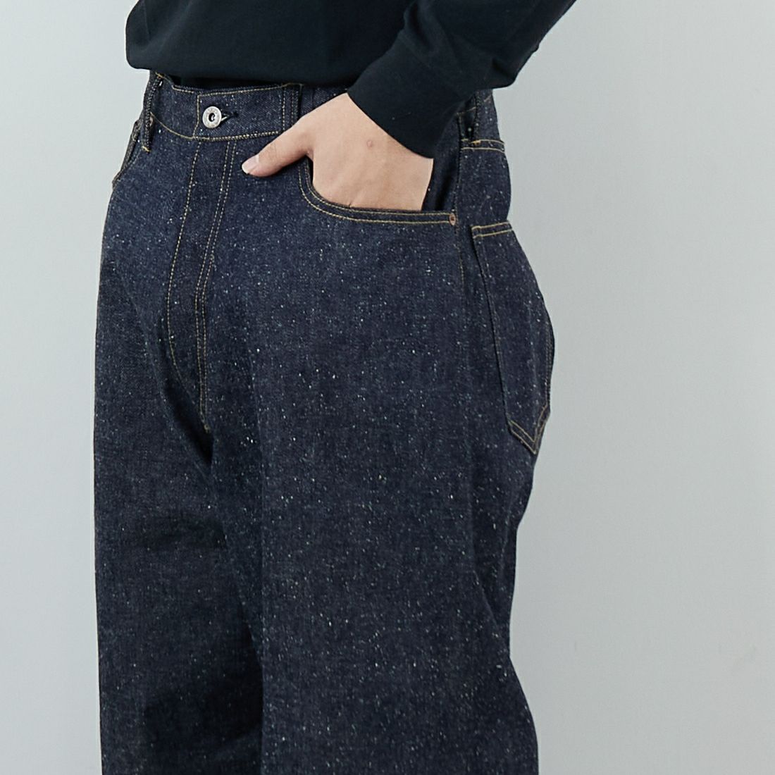 GOLD [ゴールド] 11.5oz 5ポケットデニムワイドパンツ [GL42620N] 420 N.NAVY &&モデル身長：179cm 着用サイズ：M&&