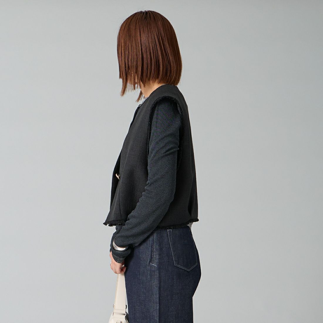 CHIGNON [シニヨン] ツイードショートベスト [4756-450MK] BLACK