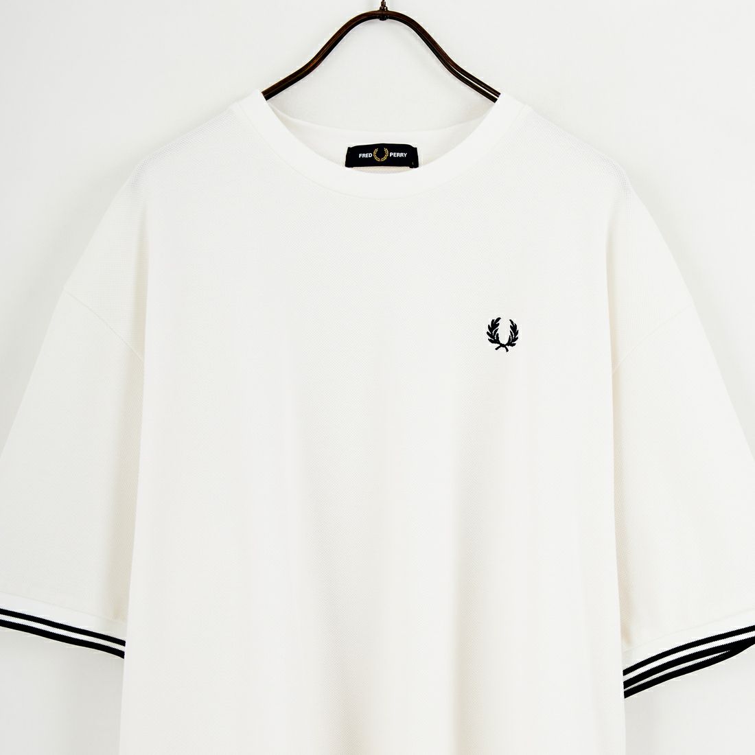 FRED PERRY [フレッドペリー] 別注 ツインティップライン ワイドシルエット鹿の子Tシャツ [FPM-26S-021JF] SNOW WHITE