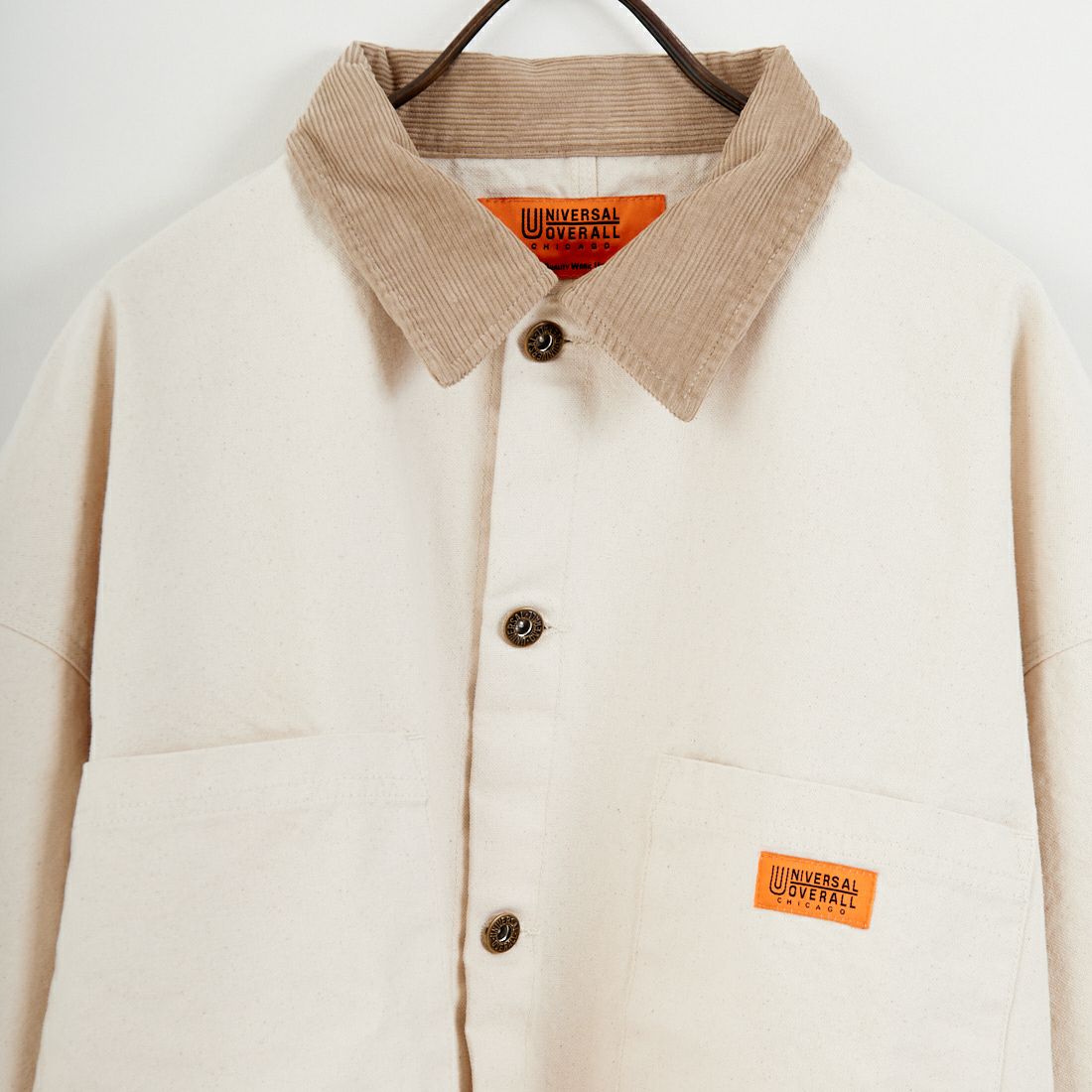 UNIVERSAL OVERALL [ユニバーサルオーバーオール] 別注 コーデュロイ襟 カバーオールジャケット [U2613225IN-JF] IVORY