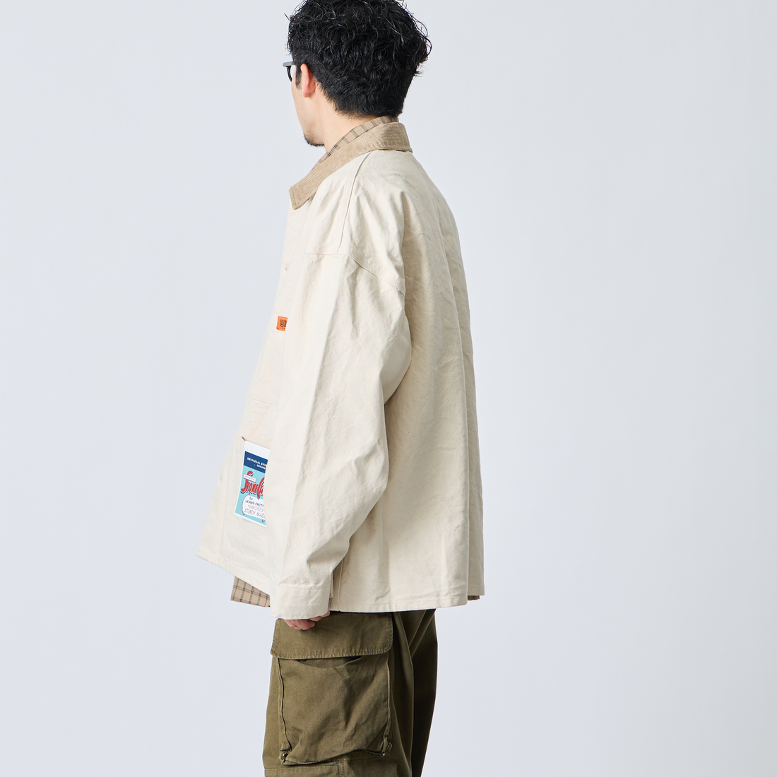 UNIVERSAL OVERALL [ユニバーサルオーバーオール] 別注 コーデュロイ襟 カバーオールジャケット [U2613225IN-JF] IVORY