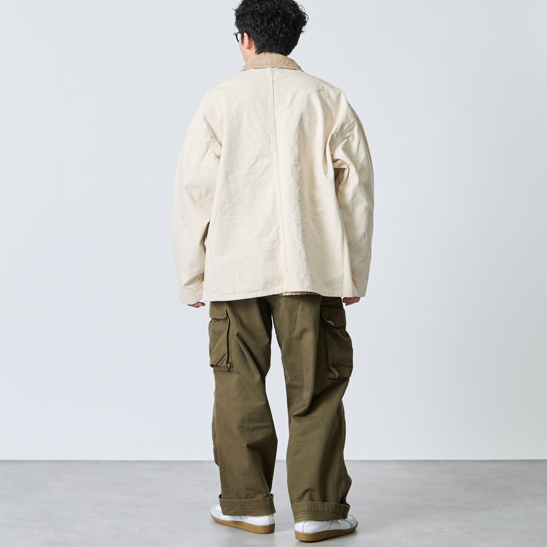 UNIVERSAL OVERALL [ユニバーサルオーバーオール] 別注 コーデュロイ襟 カバーオールジャケット [U2613225IN-JF] IVORY