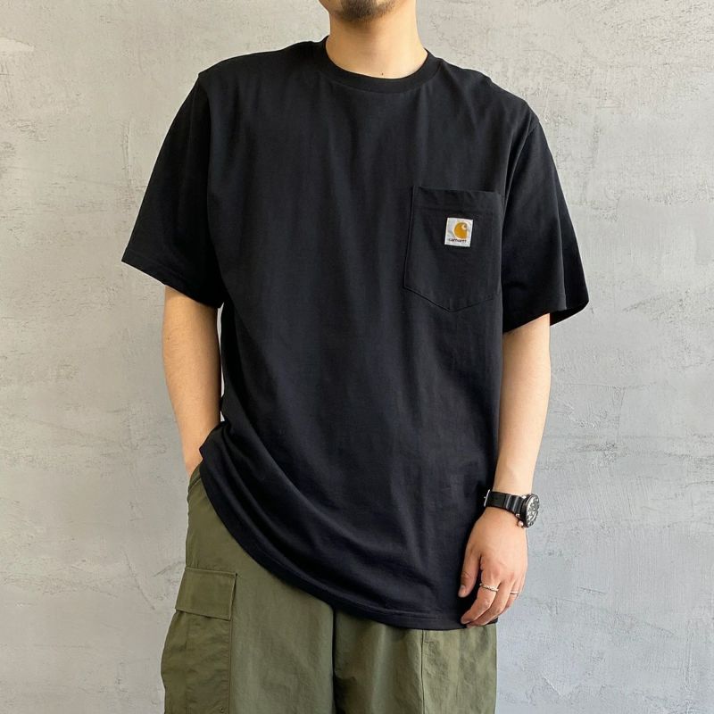 carhartt WIP [カーハートダブリューアイピー] ポケットTシャツ [I022091] 8900 BLACK &&モデル身長：156cm 着用サイズ:M&&