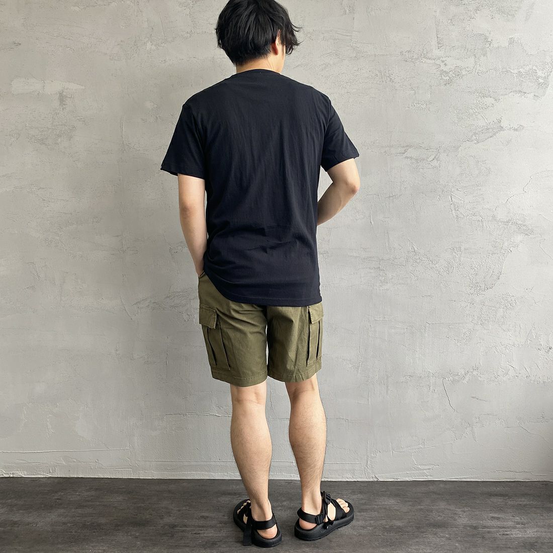 DEUS EX MACHINA [デウス エクス マキナ] SHIELD Tシャツ [T-DMW41808E] BLACK&&モデル身長：170cm 着用サイズ：M&&